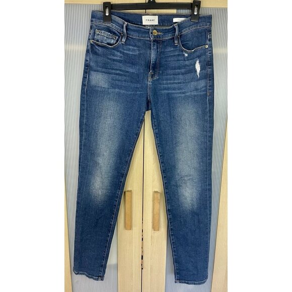 Frame Le Garcon Womens Jeans 29 High Waist Straight Distressed Denim Casual - Picture 2 of 6